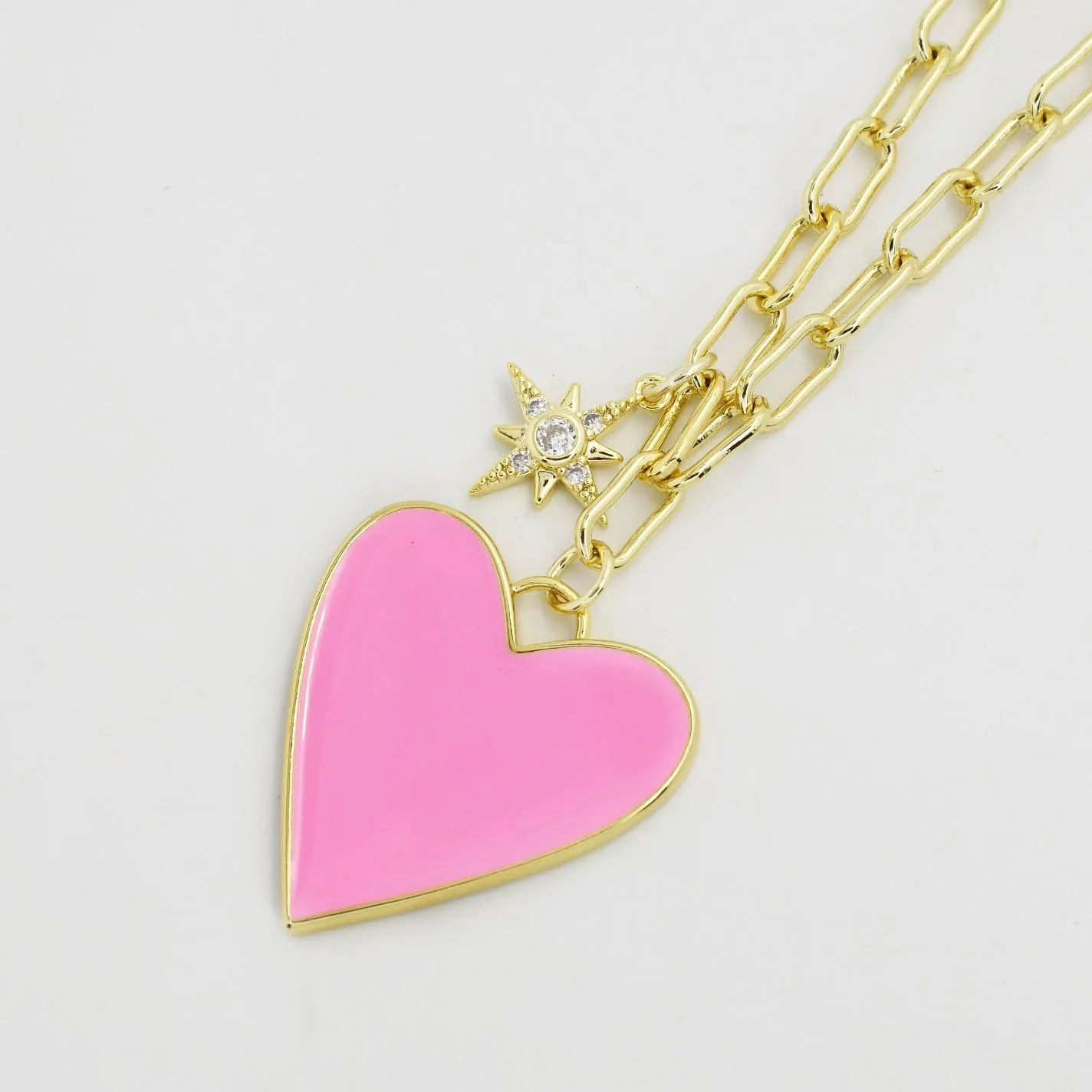 Enamel Heart/Star Necklace Light Pink J10 sold by Charming Charlie product image thumbnail 2