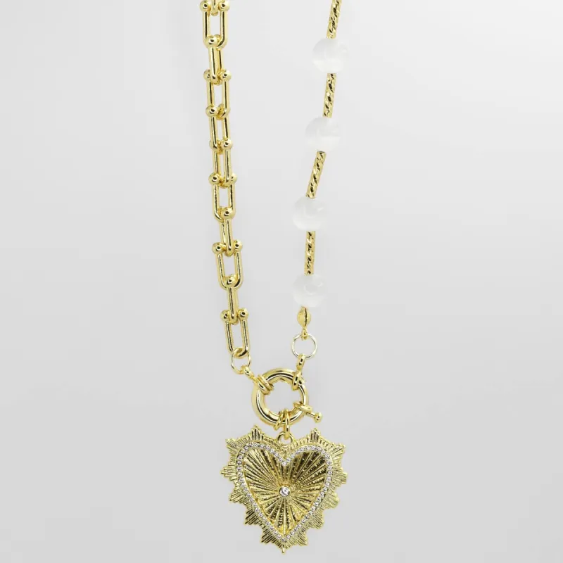 Bead & Link Heart Necklace J17 sold by Charming Charlie