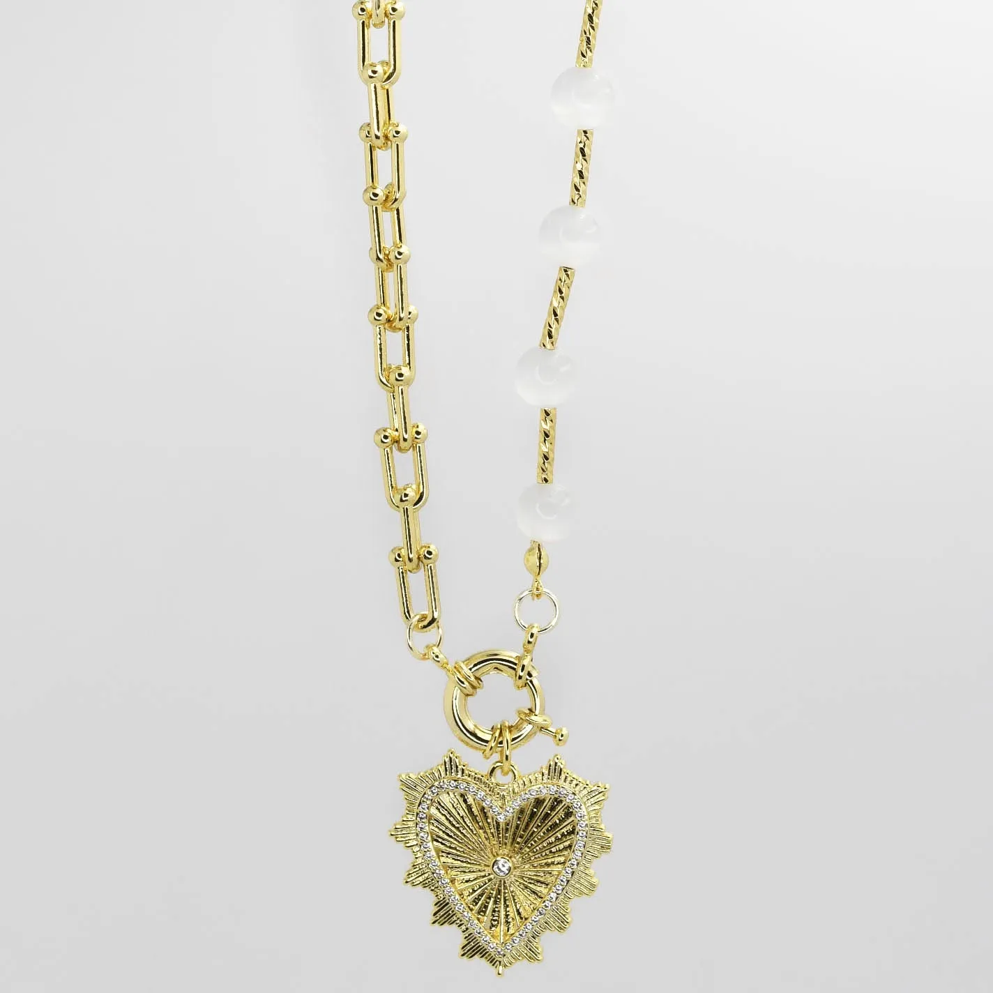 Bead & Link Heart Necklace J17 sold by Charming Charlie