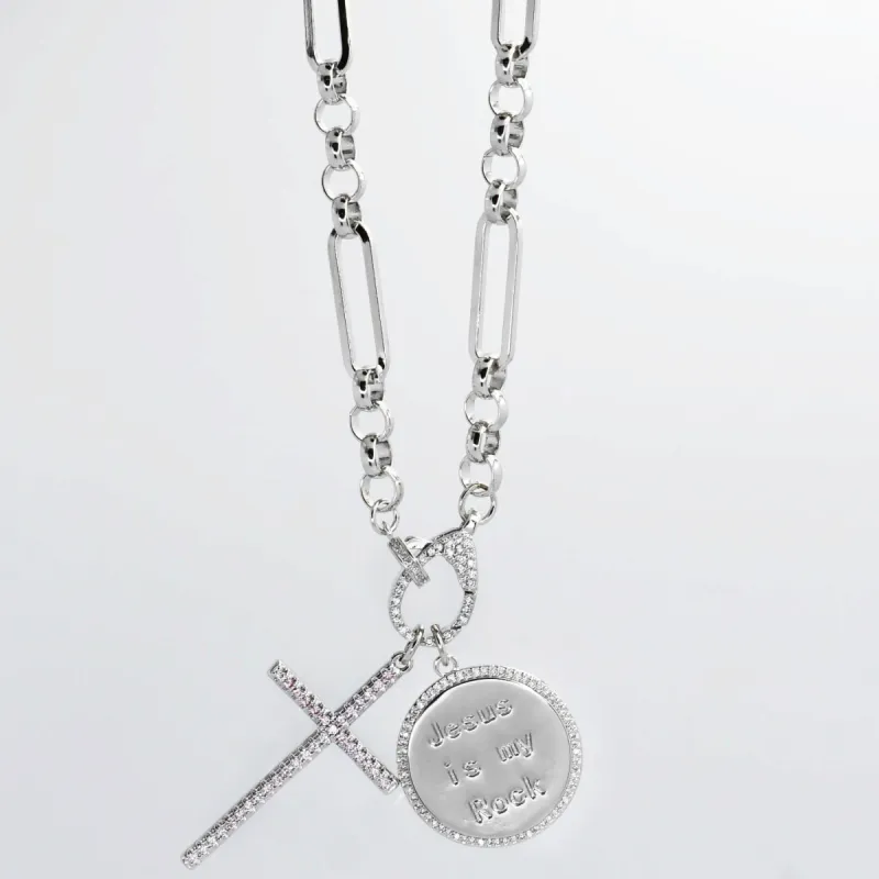 Jesus is my Rock Silver Necklace sold by Charming Charlie