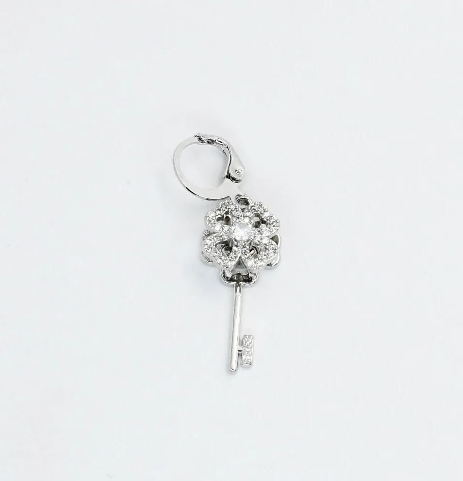Flower Key Charm Silver CH-43 sold by Charming Charlie