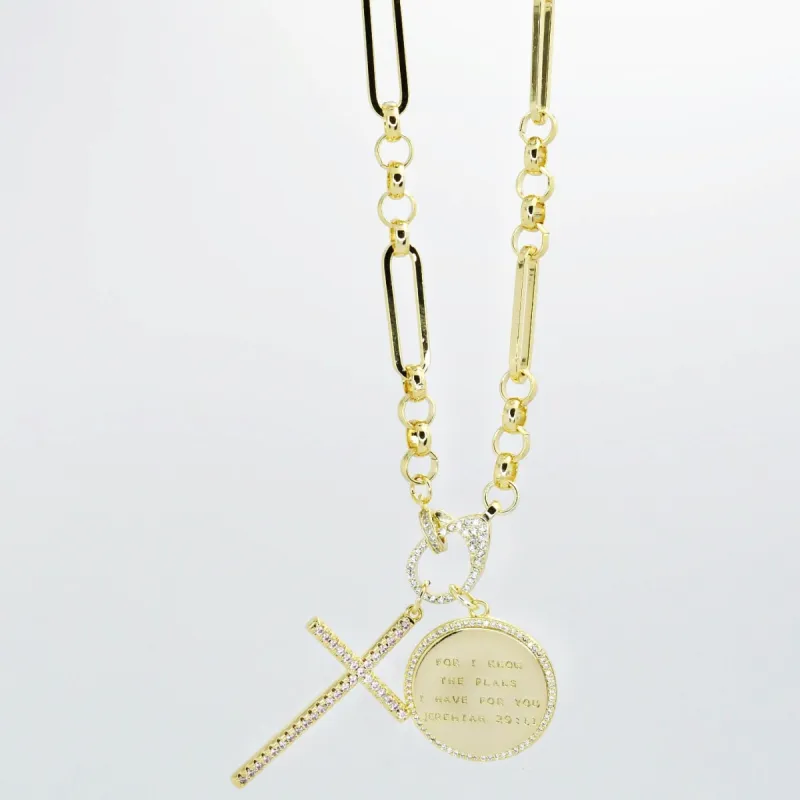 Jeremiah 29:11 with Cross Gold sold by Charming Charlie