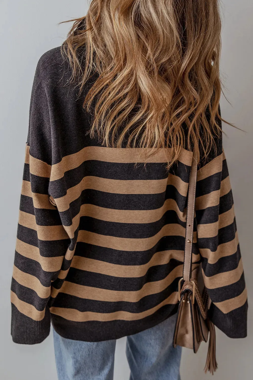 Striped Half Zip Long Sleeve Knit Top sold by Charming Charlie product image thumbnail 2