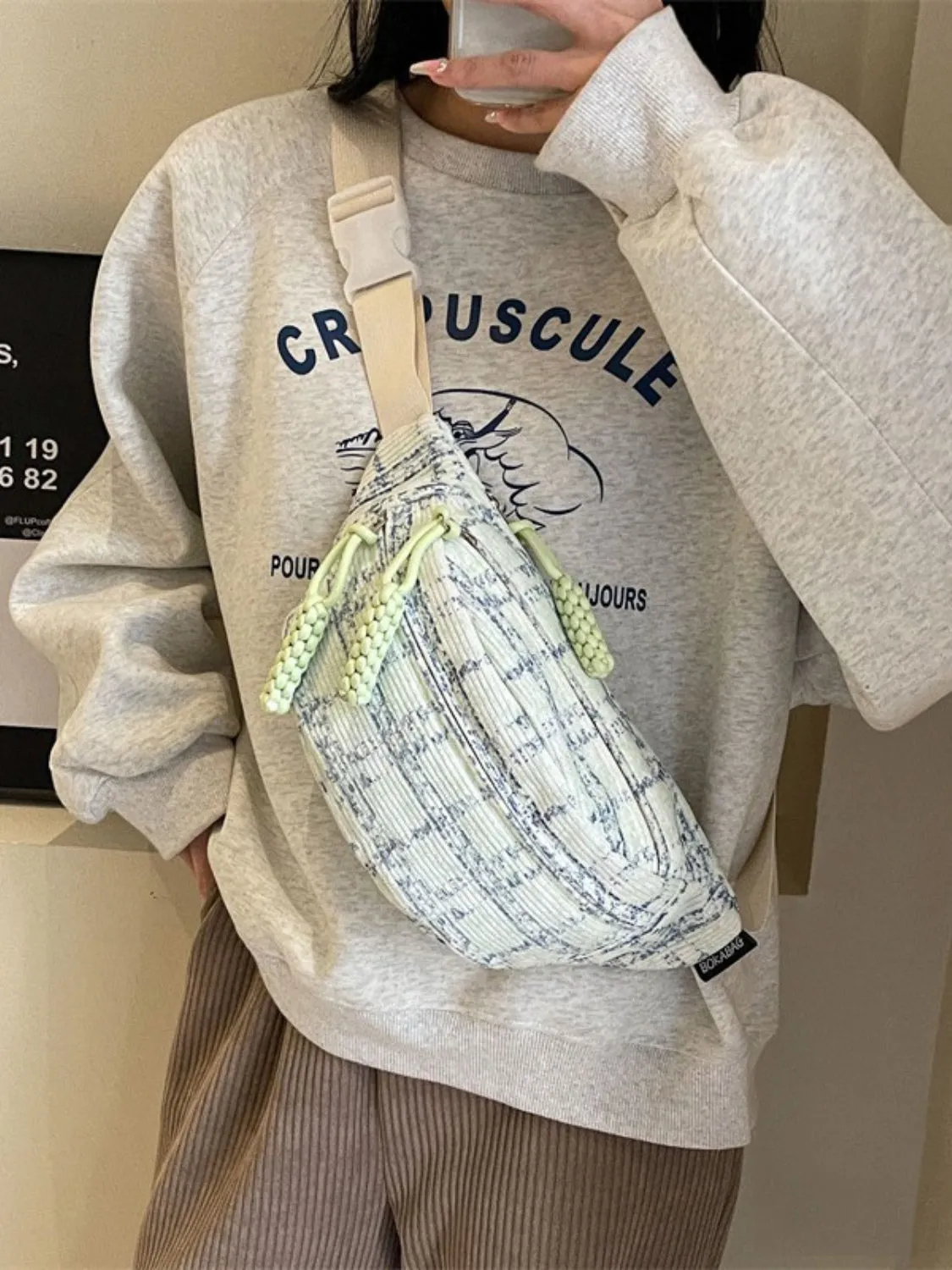 Contrast Plaid Polyester Crossbody Bag sold by Charming Charlie product image thumbnail 4