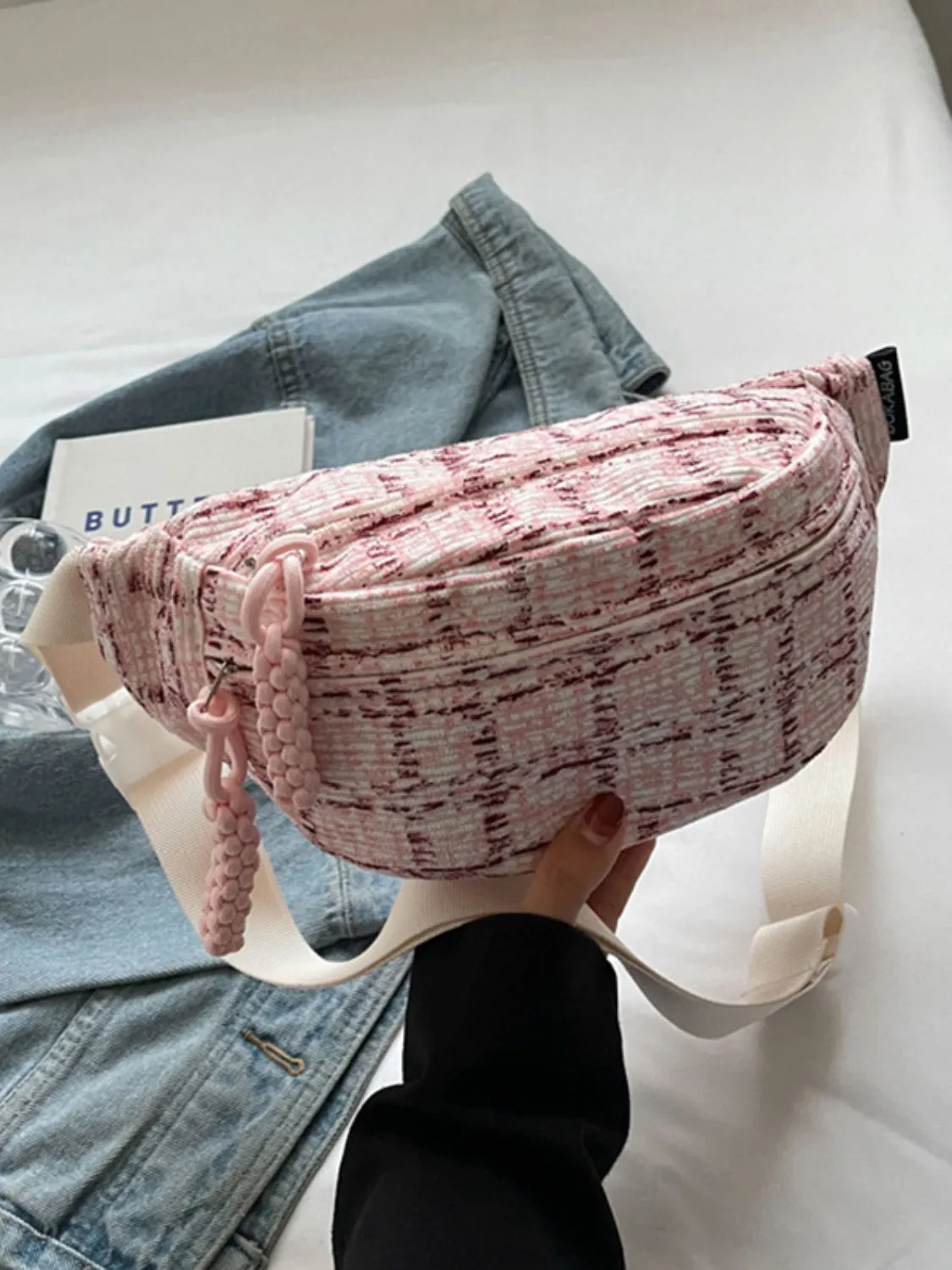 Contrast Plaid Polyester Crossbody Bag sold by Charming Charlie product image thumbnail 2