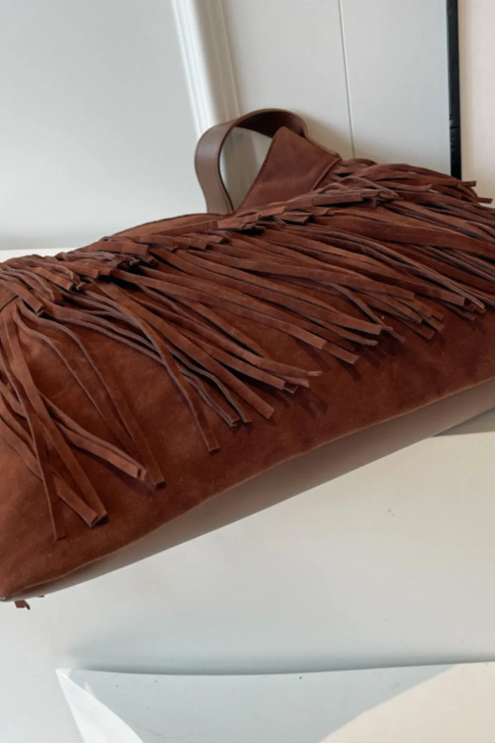 Suede Fringe Wide Strap Shoulder Bag sold by Charming Charlie product image thumbnail 4