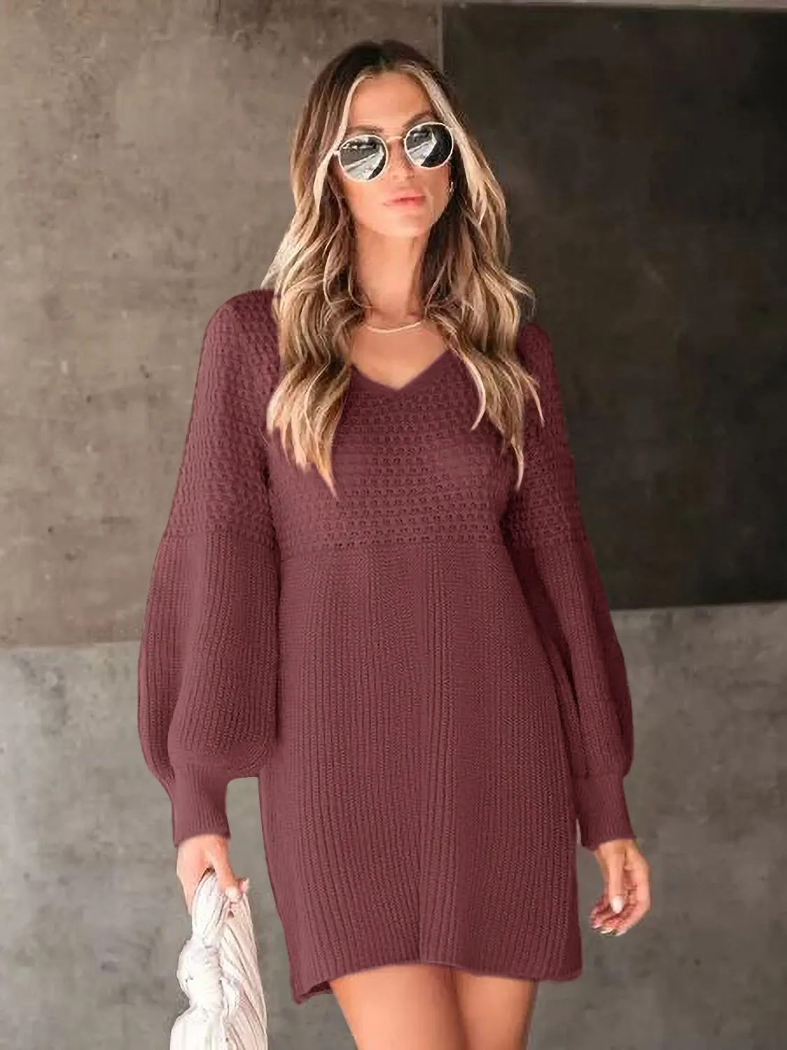 Perfee V-Neck Long Sleeve Sweater Dress sold by Charming Charlie