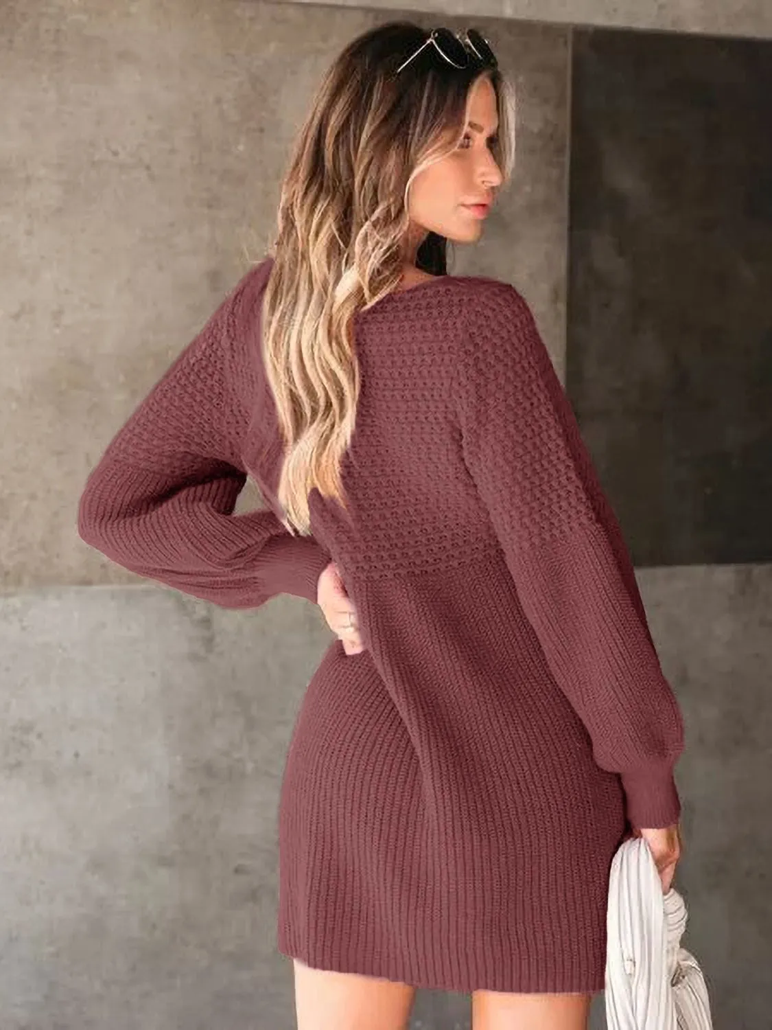 Perfee V-Neck Long Sleeve Sweater Dress sold by Charming Charlie product image thumbnail 2