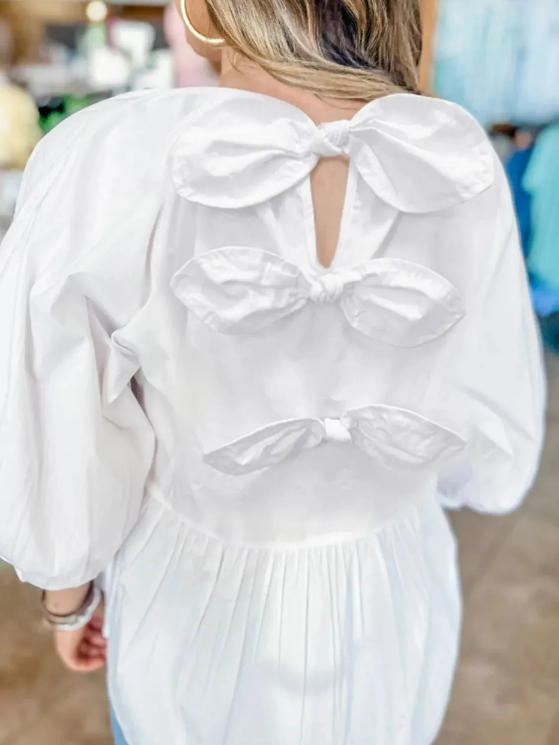 Bow Round Neck Three-Quarter Sleeve Blouse sold by Charming Charlie product image thumbnail 2