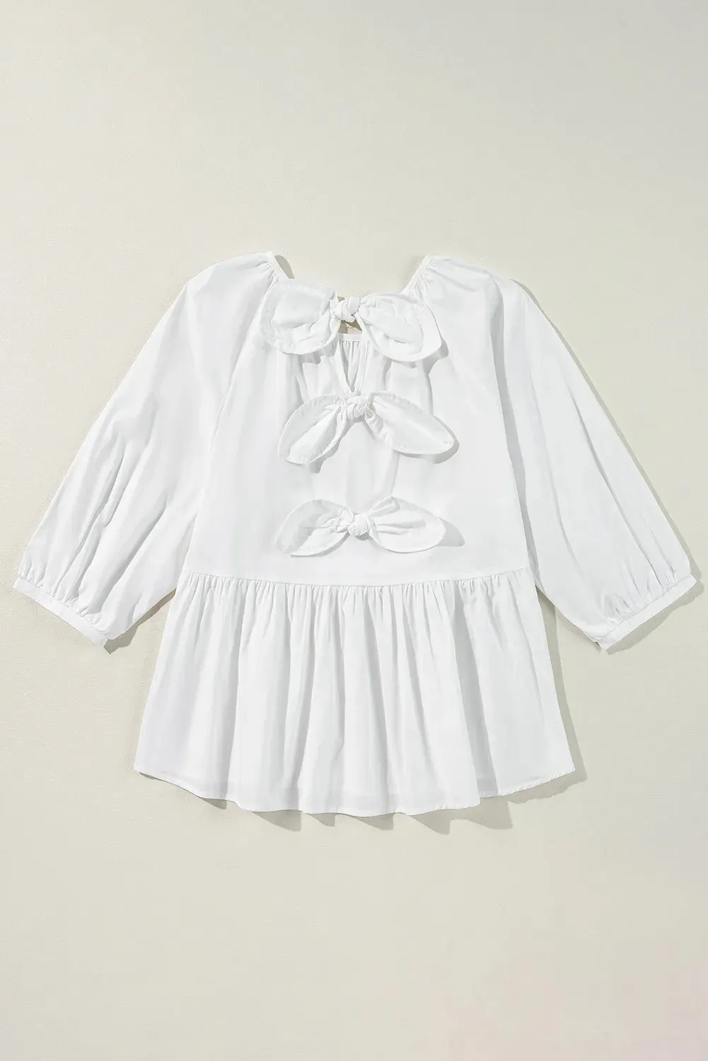 Bow Round Neck Three-Quarter Sleeve Blouse sold by Charming Charlie product image thumbnail 4