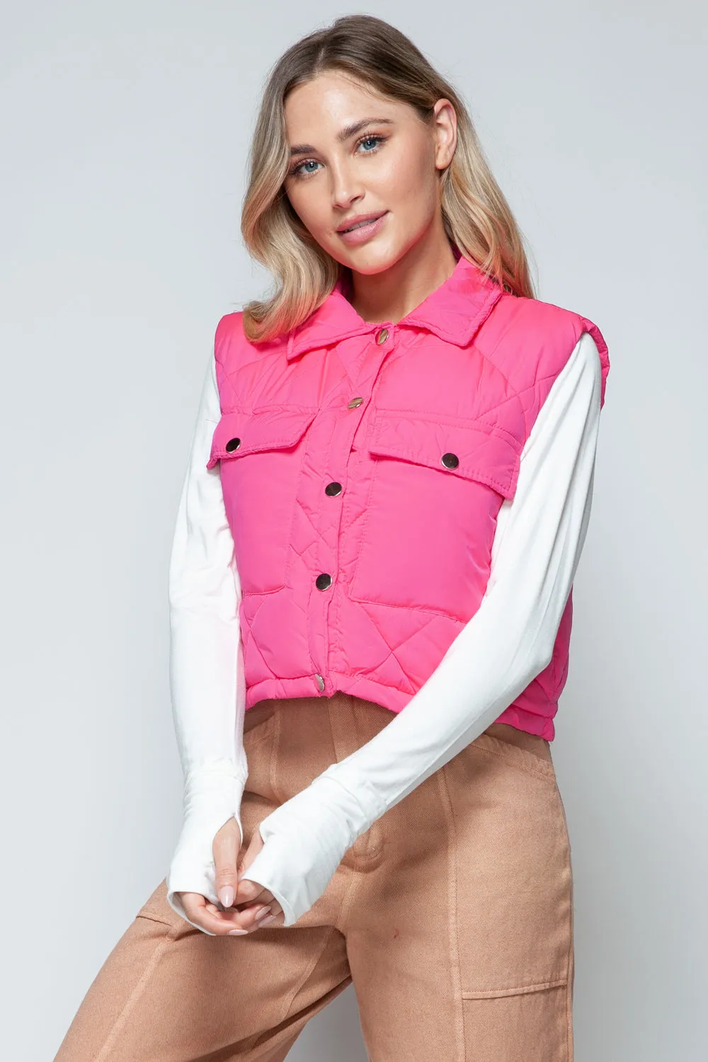 Snobbish Snap Down Quilted Crop Vest sold by Charming Charlie product image thumbnail 5