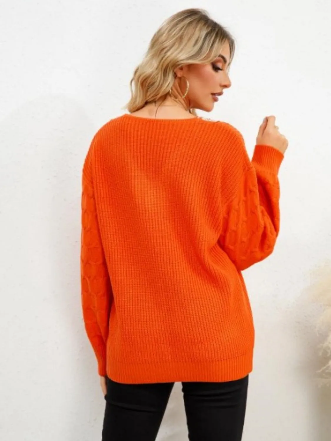 V-Neck Dropped Shoulder Long Sleeve Sweater sold by Charming Charlie product image thumbnail 2