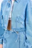 American Bazi Drawstring Waist Crop Denim Jacket sold by Charming Charlie