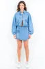 American Bazi Drawstring Waist Crop Denim Jacket sold by Charming Charlie
