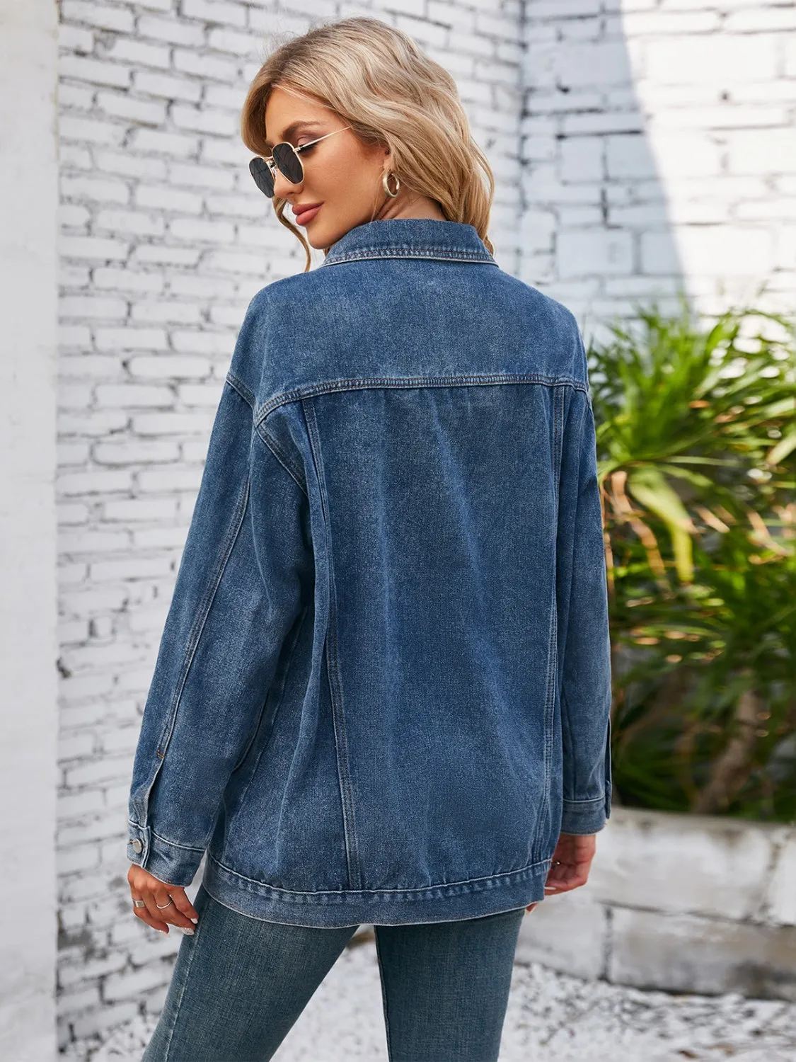 Button Up Long Sleeve Denim Jacket sold by Charming Charlie product image thumbnail 2