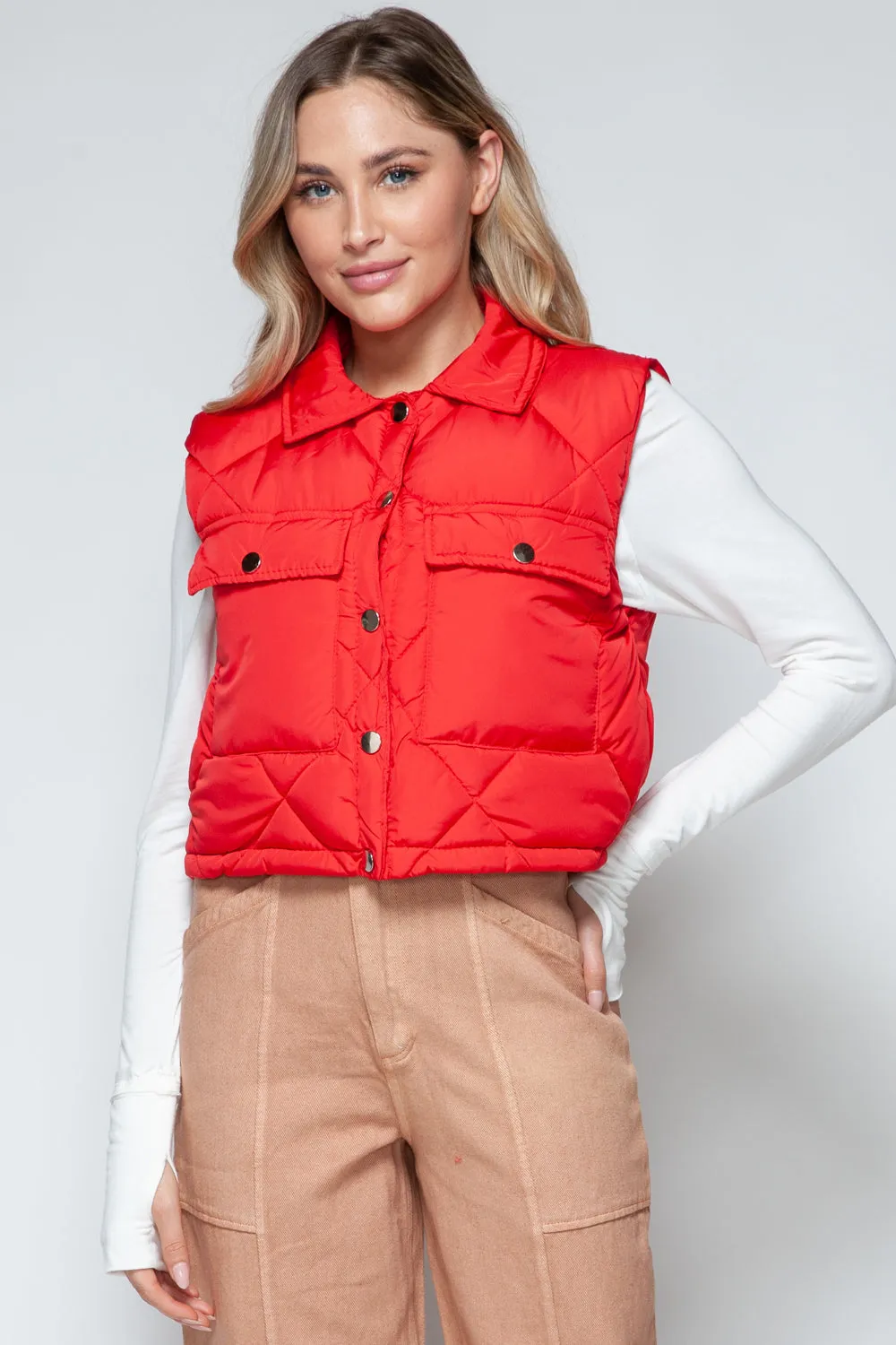 Snobbish Snap Down Quilted Crop Vest sold by Charming Charlie product image thumbnail 5