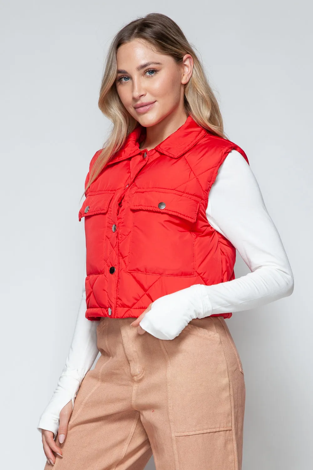 Snobbish Snap Down Quilted Crop Vest sold by Charming Charlie product image thumbnail 4