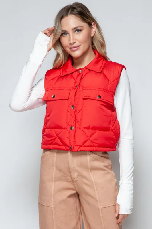 Snobbish Snap Down Quilted Crop Vest sold by Charming Charlie