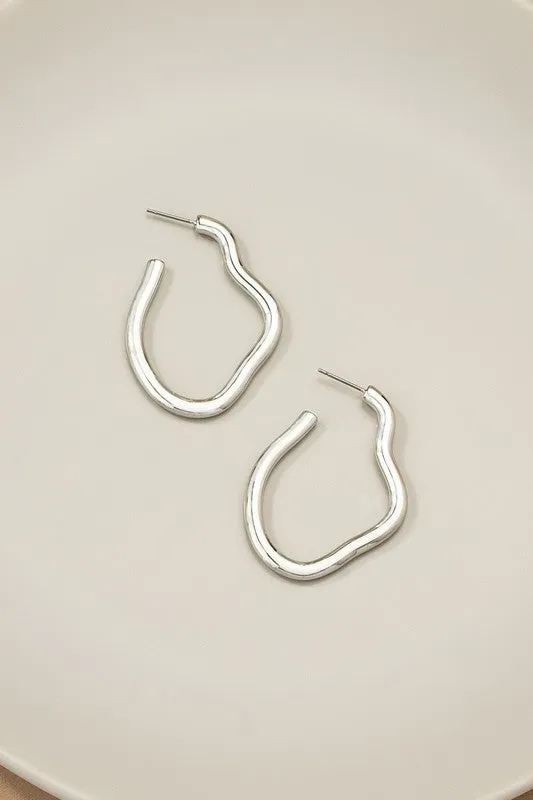 Irregular shape metal hoop earrings sold by Charming Charlie product image thumbnail 2