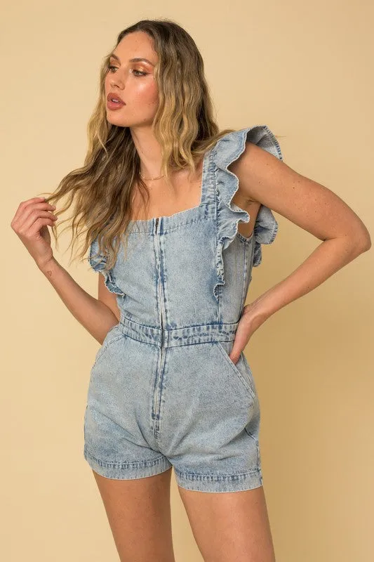 Ruffle Denim Romper sold by Charming Charlie product image thumbnail 3