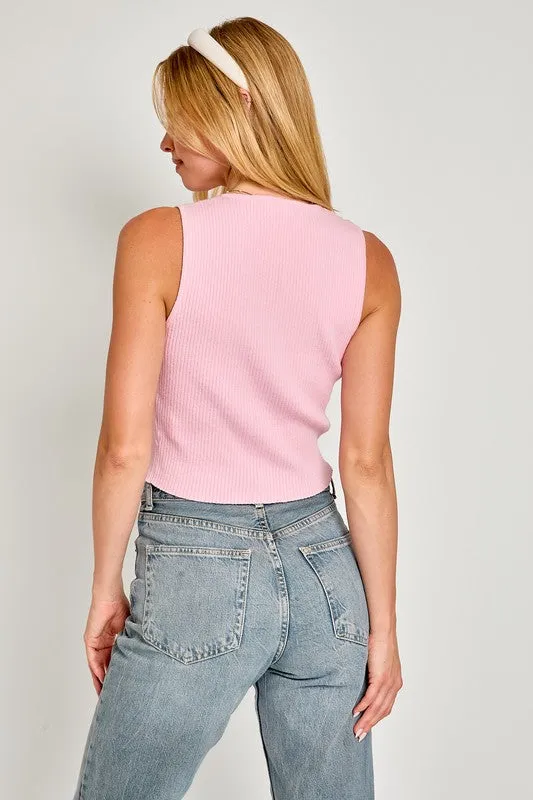 Satin Bow Detail Sleeveless Sweater Top sold by Charming Charlie product image thumbnail 2