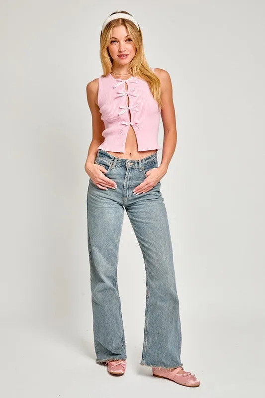 Satin Bow Detail Sleeveless Sweater Top sold by Charming Charlie product image thumbnail 3