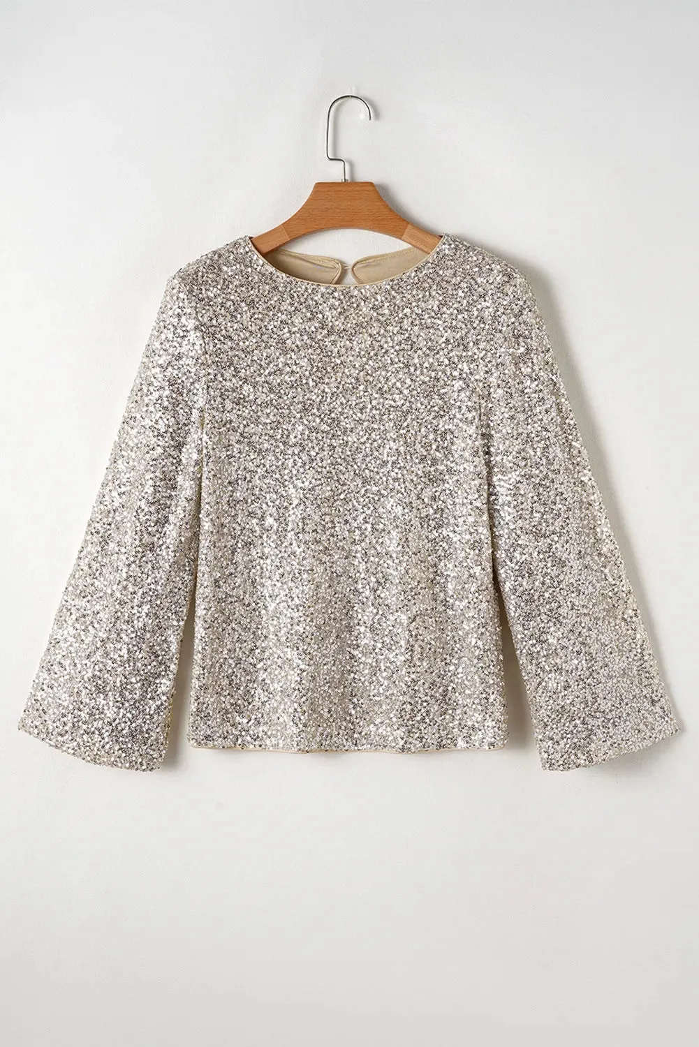 Cutout Sequin Round Neck Long Sleeve Blouse sold by Charming Charlie product image thumbnail 5