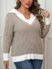 Plus Size Contrast Trim Collared Neck Sweater sold by Charming Charlie
