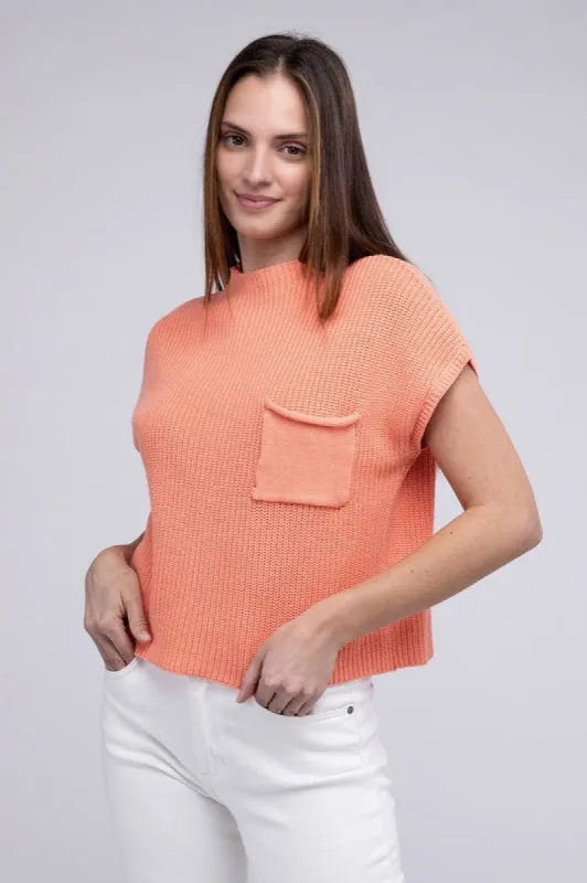 Mock Neck Short Sleeve Cropped Sweater sold by Charming Charlie