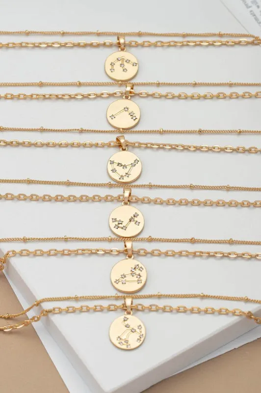 zodiac sign pendant necklace with rhinestones made by Charming Charlie