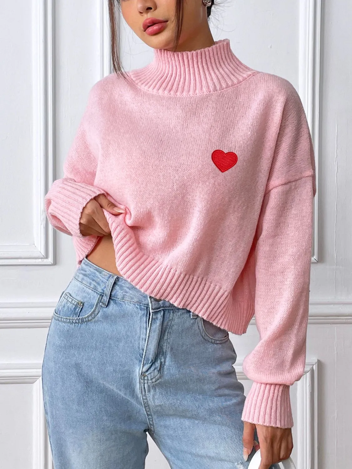 Heart Turtleneck Long Sleeve Sweater sold by Charming Charlie product image thumbnail 3