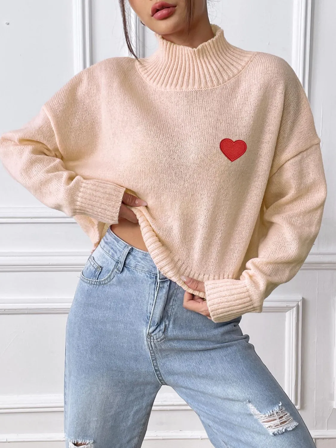 Heart Turtleneck Long Sleeve Sweater sold by Charming Charlie product image thumbnail 4