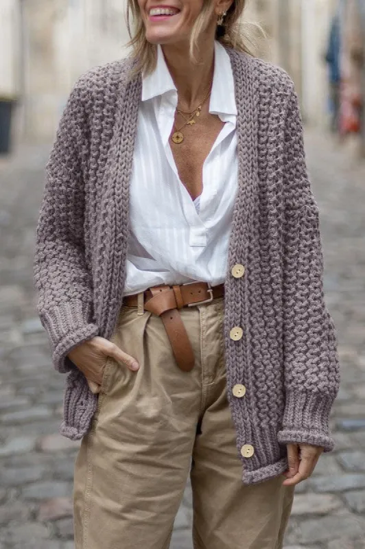 chunky cable knit oversize cardigan sold by Charming Charlie