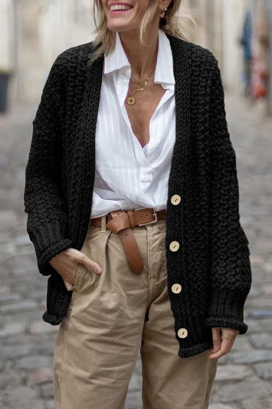 chunky cable knit oversize cardigan sold by Charming Charlie product image thumbnail 3