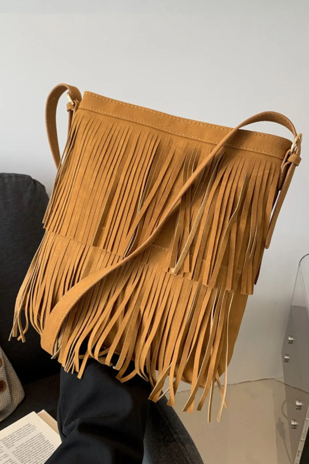 Double-Layered Fringe Shoulder Bag sold by Charming Charlie product image thumbnail 2