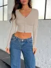 Buttoned V-Neck Long Sleeve T-Shirt sold by Charming Charlie