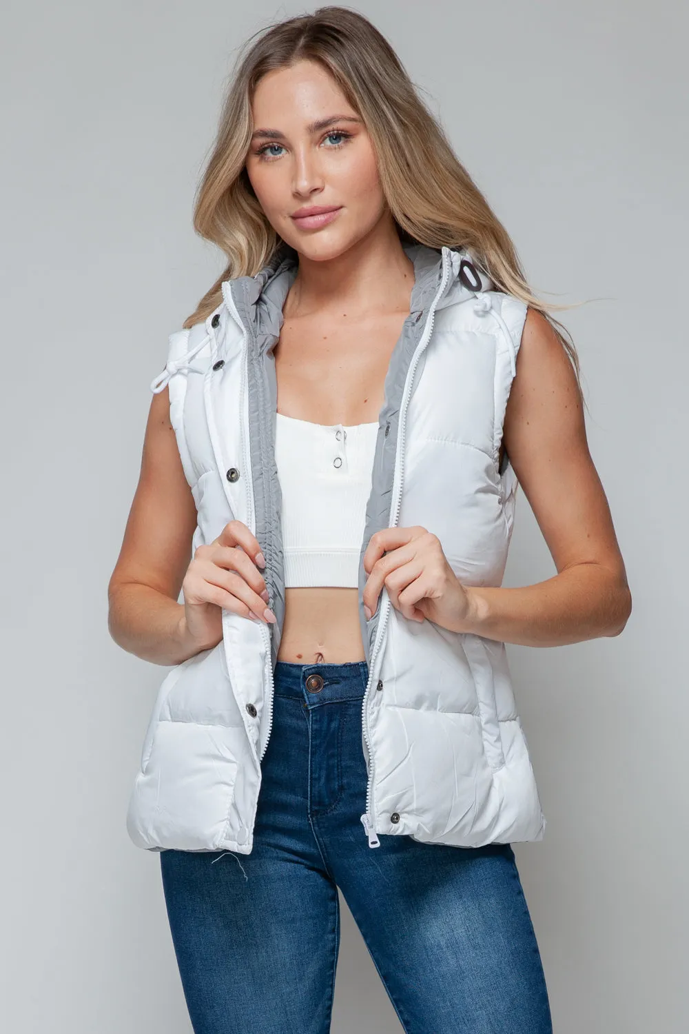 Snobbish Snap and Zip Closure Hooded Vest sold by Charming Charlie product image thumbnail 4