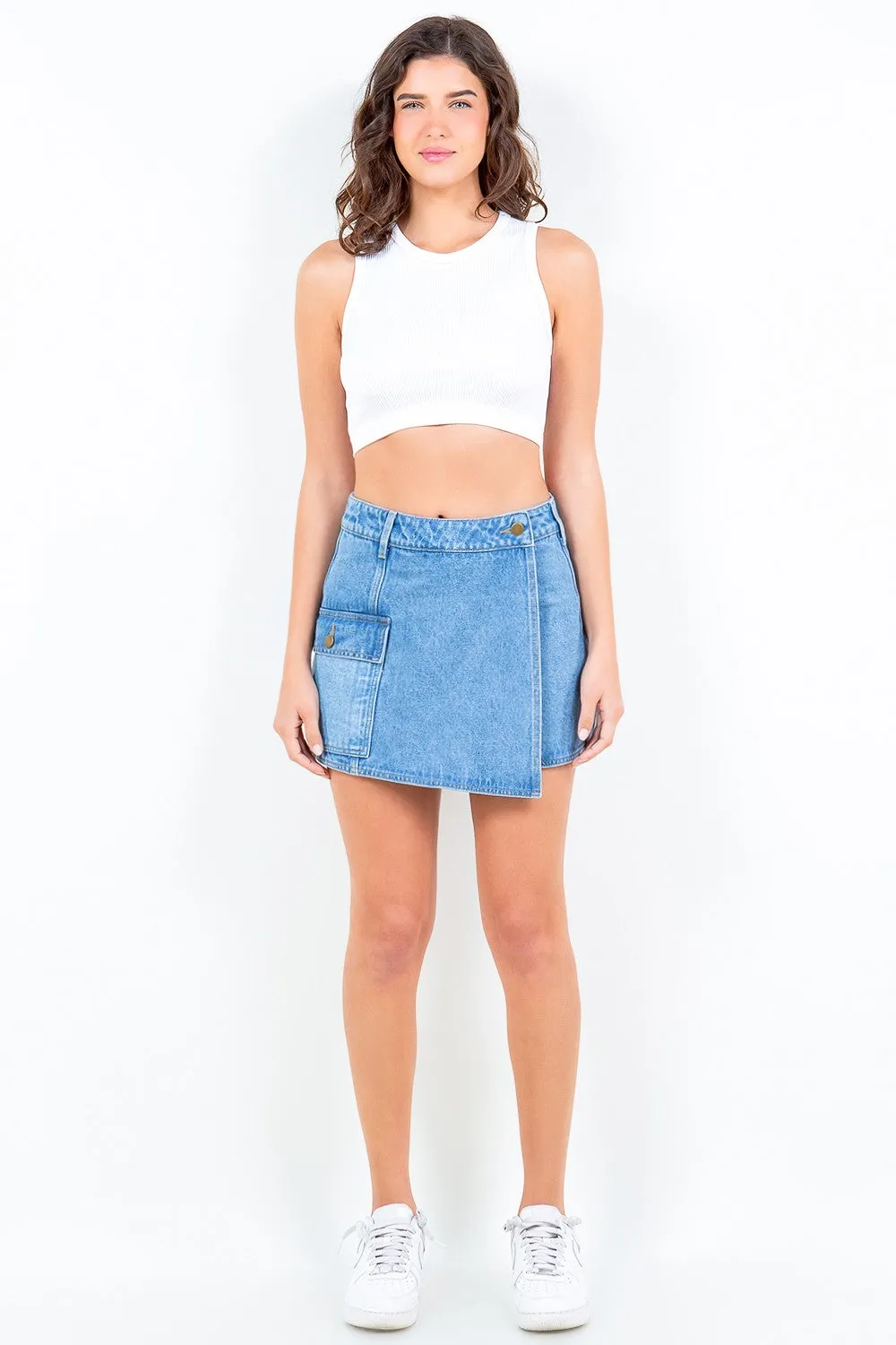 American Bazi Cargo Pocket Denim Skort sold by Charming Charlie product image thumbnail 4