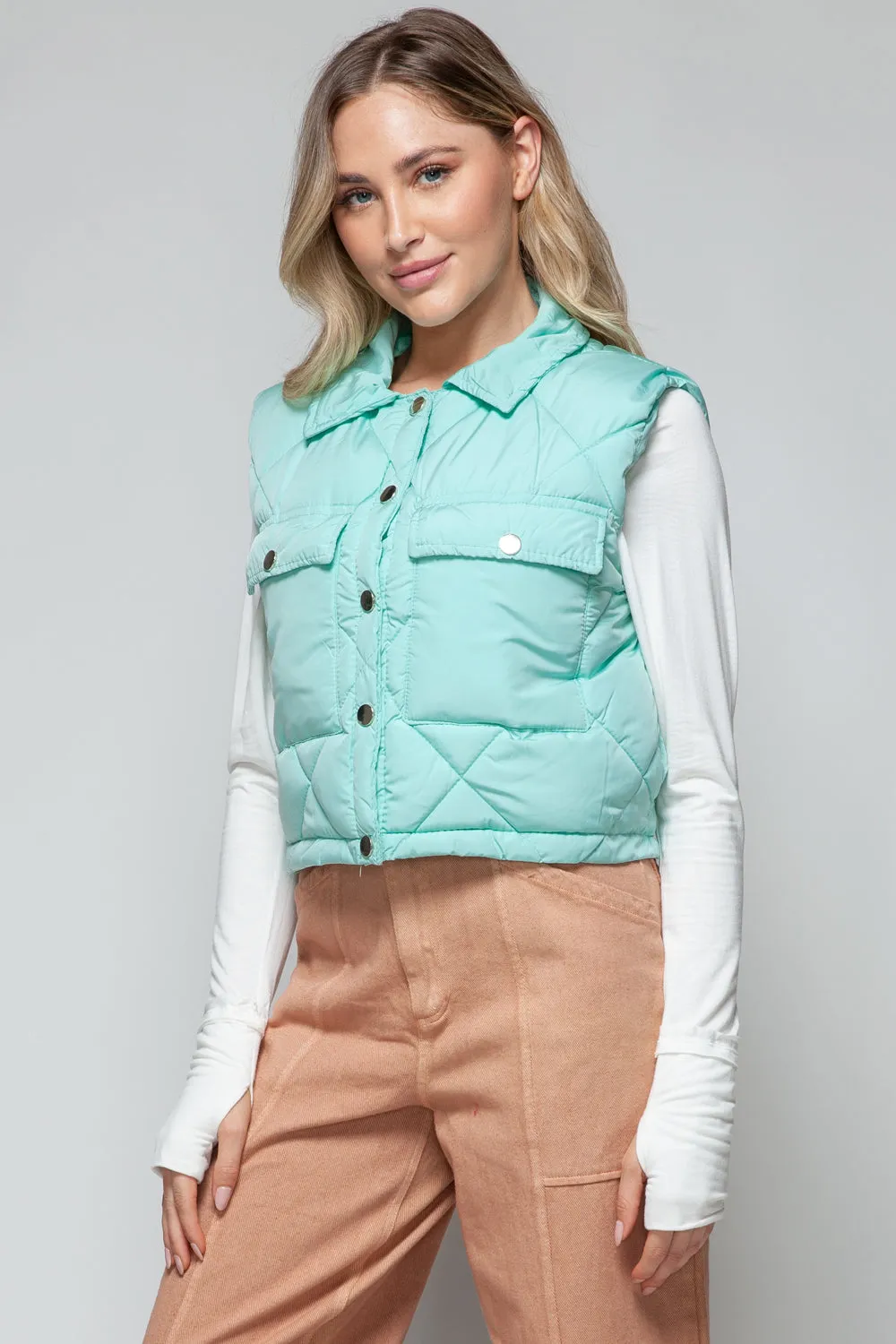 Snobbish Snap Down Quilted Crop Vest sold by Charming Charlie product image thumbnail 4