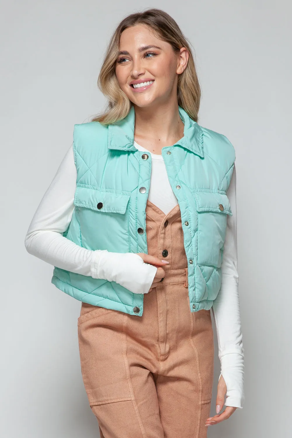 Snobbish Snap Down Quilted Crop Vest sold by Charming Charlie