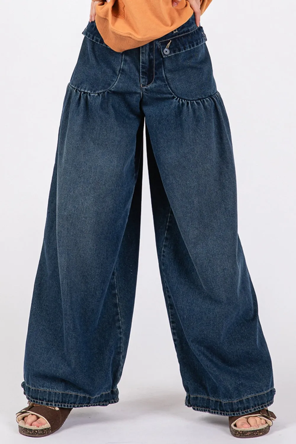 SAGE + FIG Mid-Rise Cargo Jeans with Pockets sold by Charming Charlie
