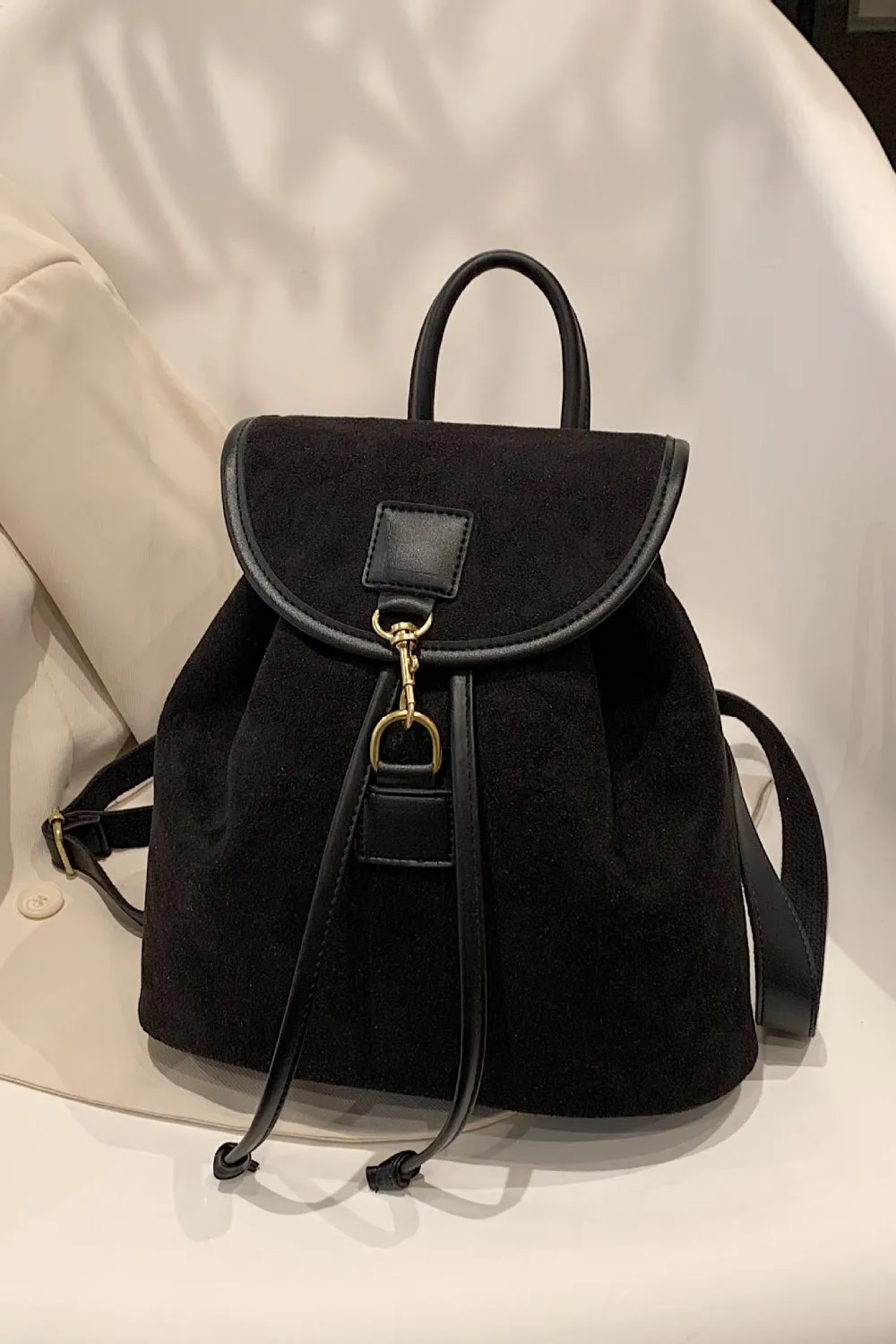 Suede Drawstring Backpack Bag sold by Charming Charlie