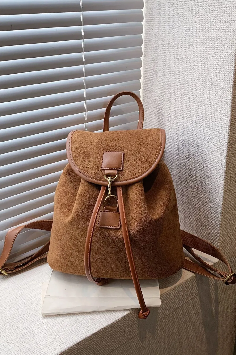Suede Drawstring Backpack Bag sold by Charming Charlie product image thumbnail 5