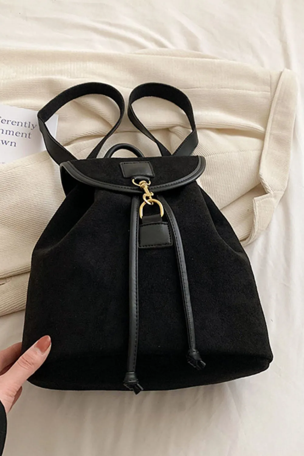 Suede Drawstring Backpack Bag sold by Charming Charlie product image thumbnail 2