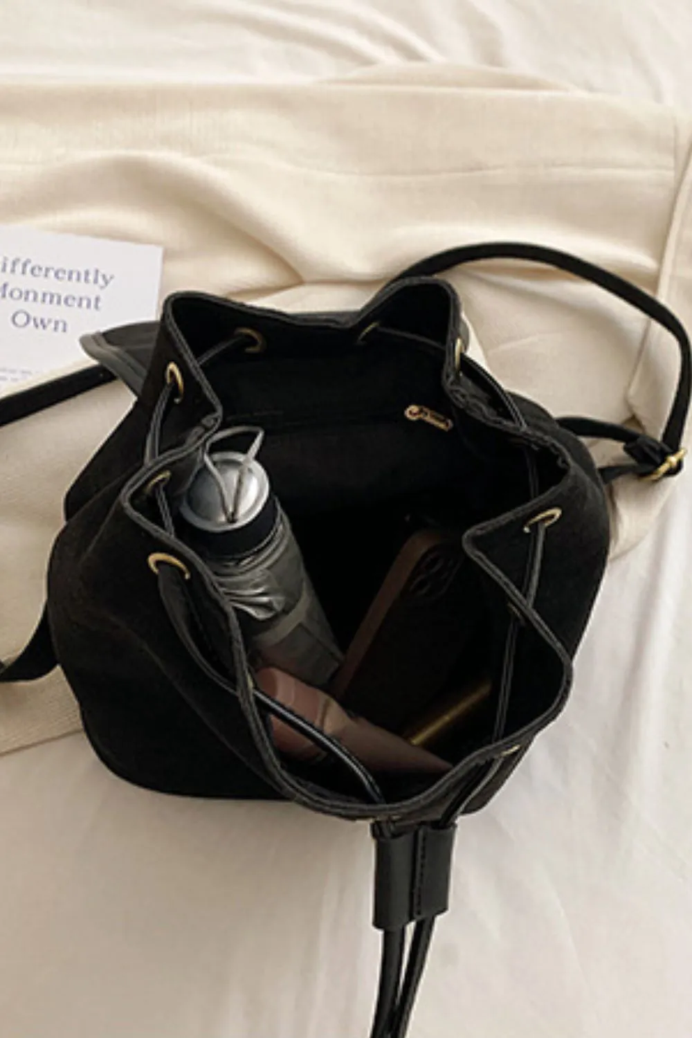 Suede Drawstring Backpack Bag sold by Charming Charlie product image thumbnail 3