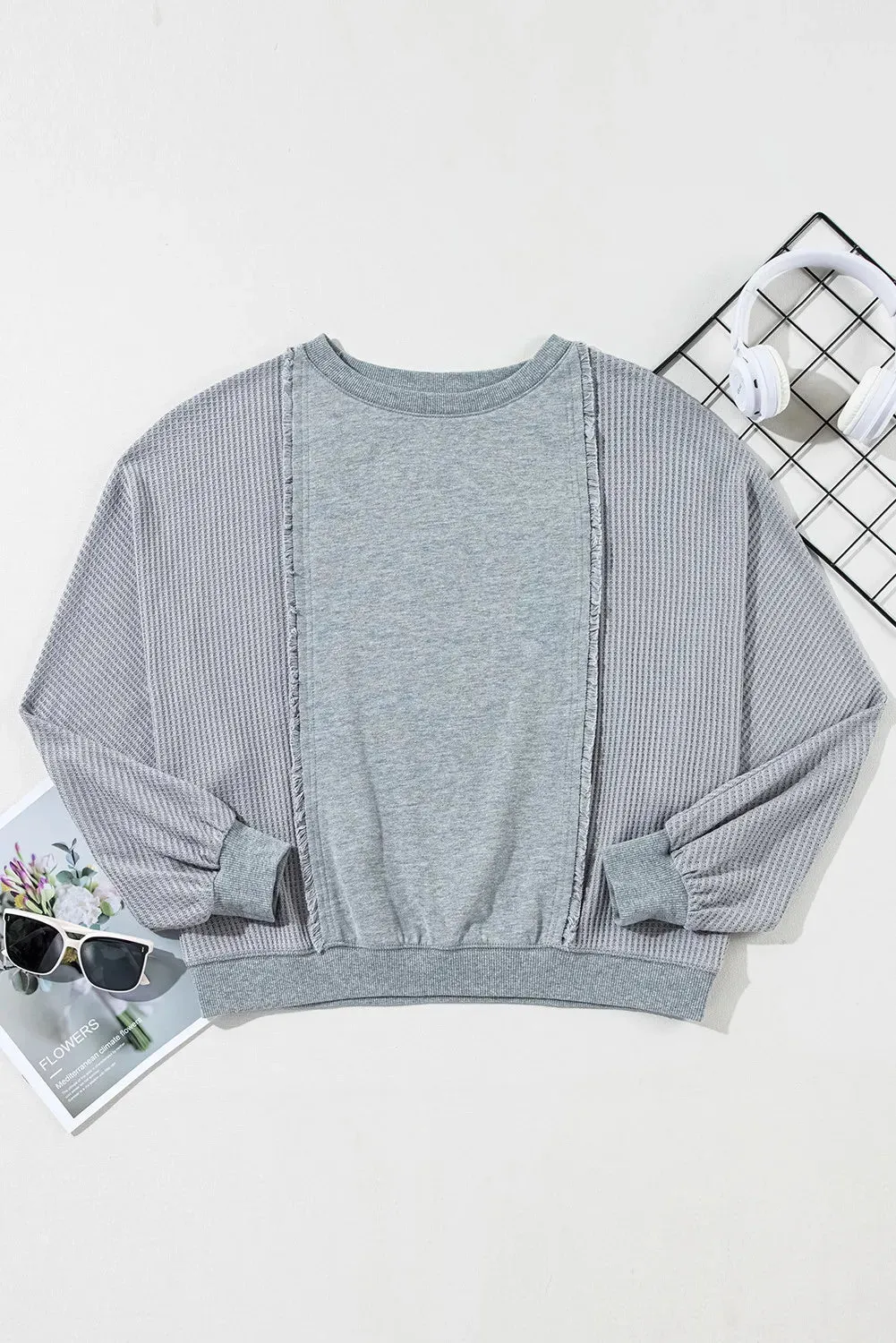 Waffle-Knit Round Neck Long Sleeve Top sold by Charming Charlie product image thumbnail 4