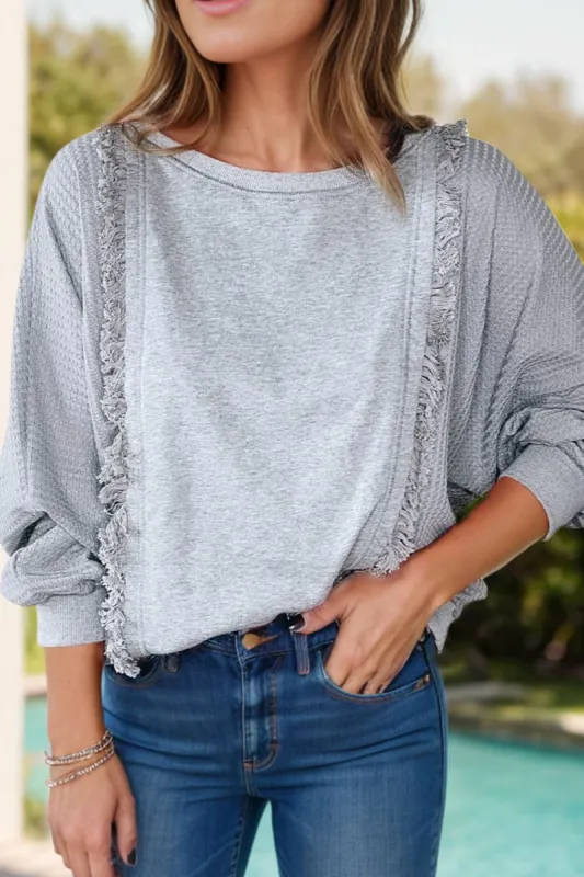 Waffle-Knit Round Neck Long Sleeve Top sold by Charming Charlie