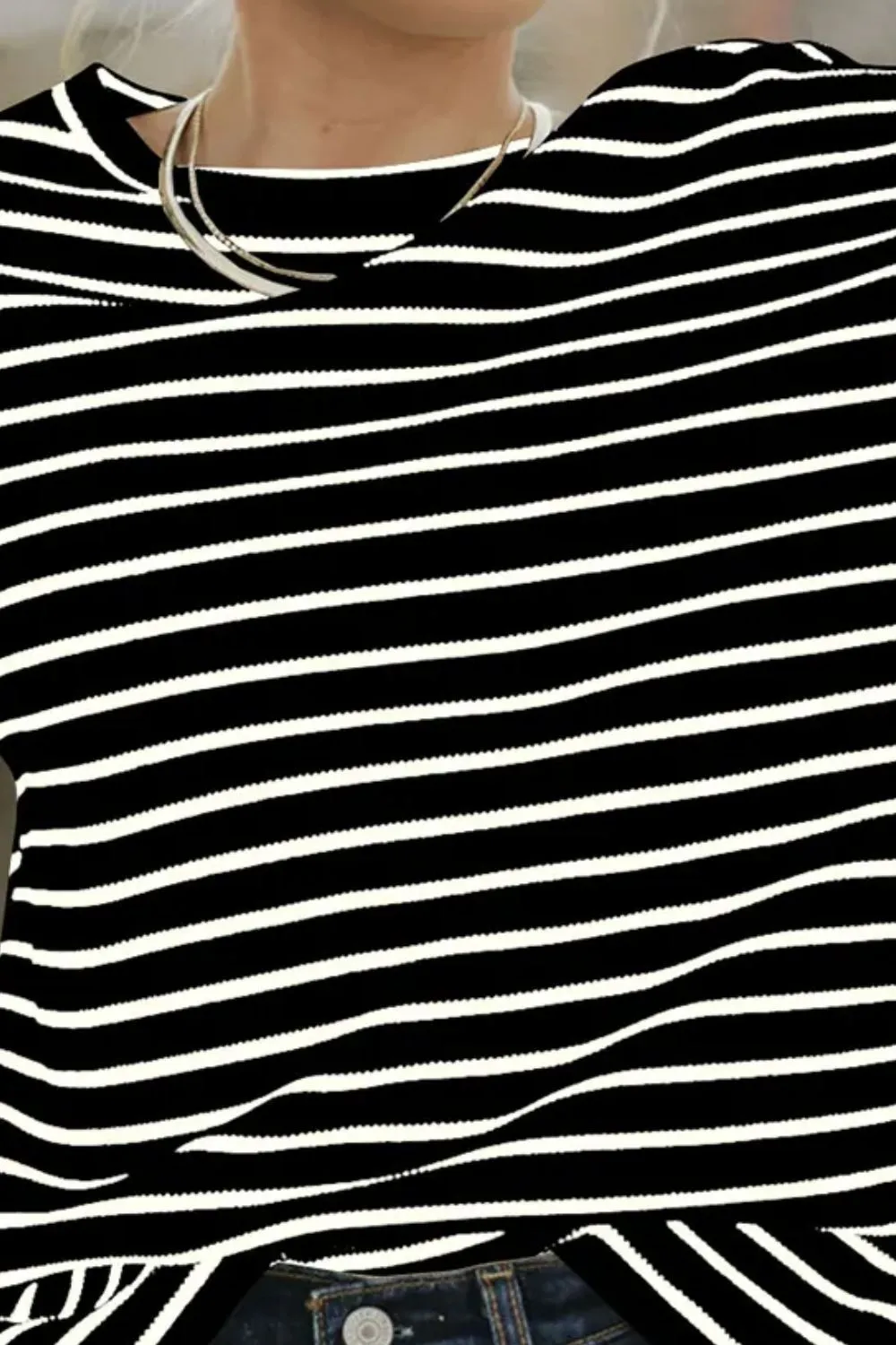 Striped Round Neck Dropped Shoulder Top sold by Charming Charlie product image thumbnail 2