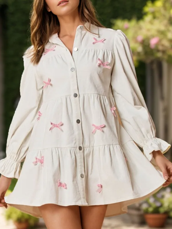 Collared Neck Flounce Sleeve Mini Dress sold by Charming Charlie