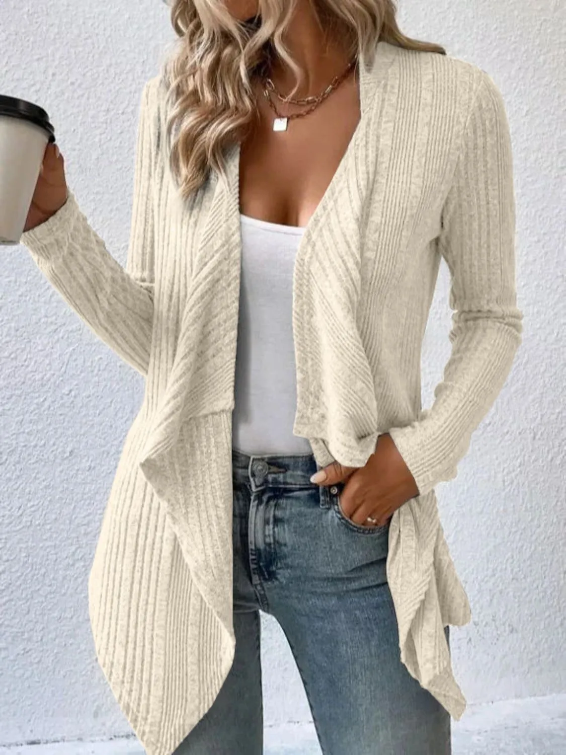Full Size Open Front Long Sleeve Cardigan sold by Charming Charlie product image thumbnail 4